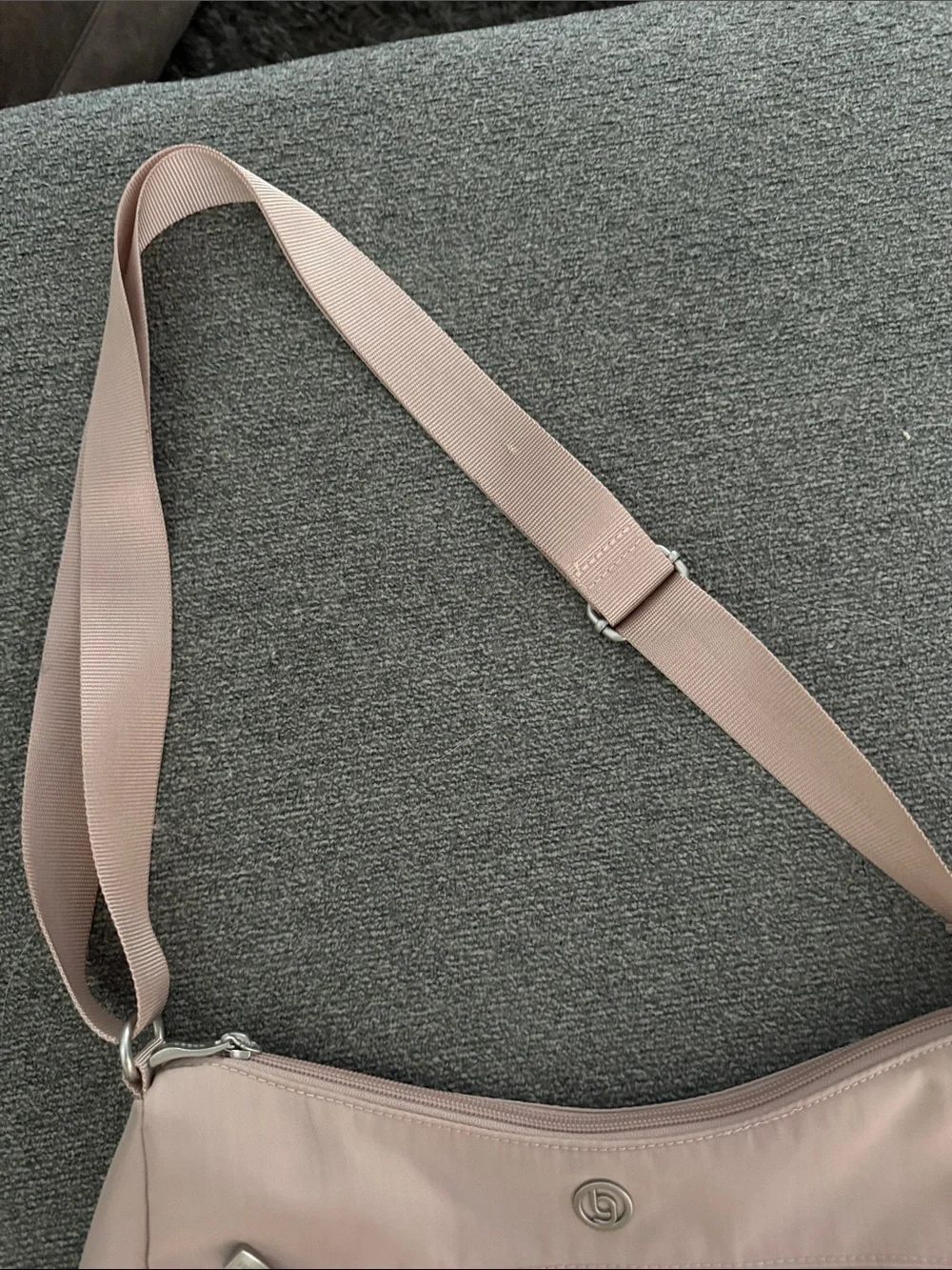 Soft Blush Hobo Bag with Front Zip Pockets